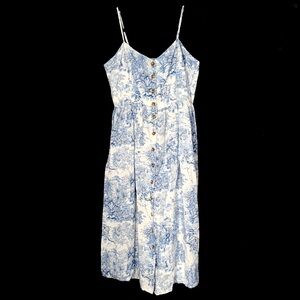 H&M Linen Blend Toile Jungle Print Midi Sundress